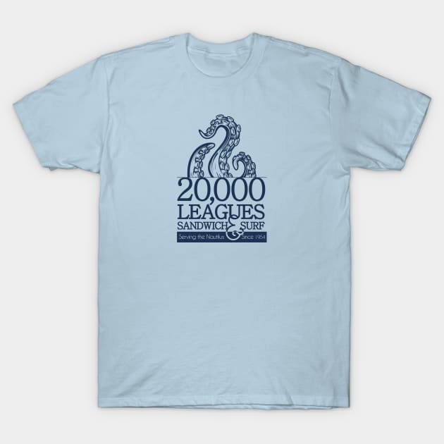 20,000 Leagues Sandwich and Surf T-Shirt (DARK) T-Shirt by AZTEdesigns